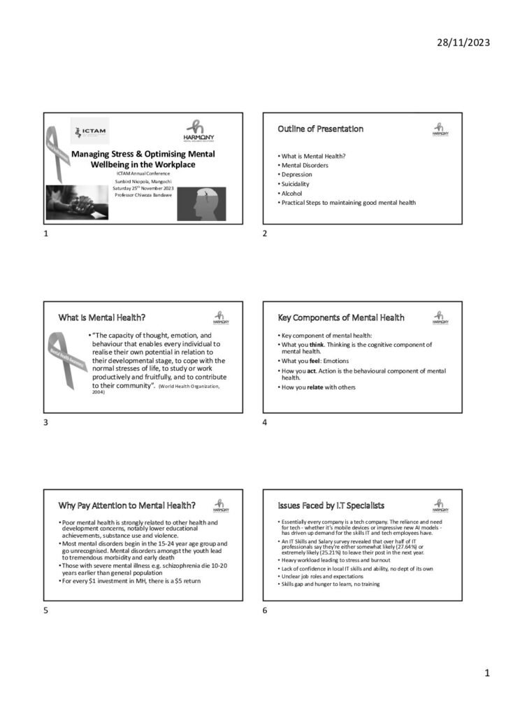 thumbnail of Managing Stress and Optimising Mental Wellbeing in the Workplace by Dr. Chioza Bandawe